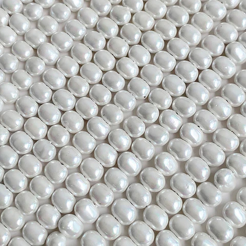 Separador Barril/Pepa Lisa Blanca • Perla Shell • 7x9 mm