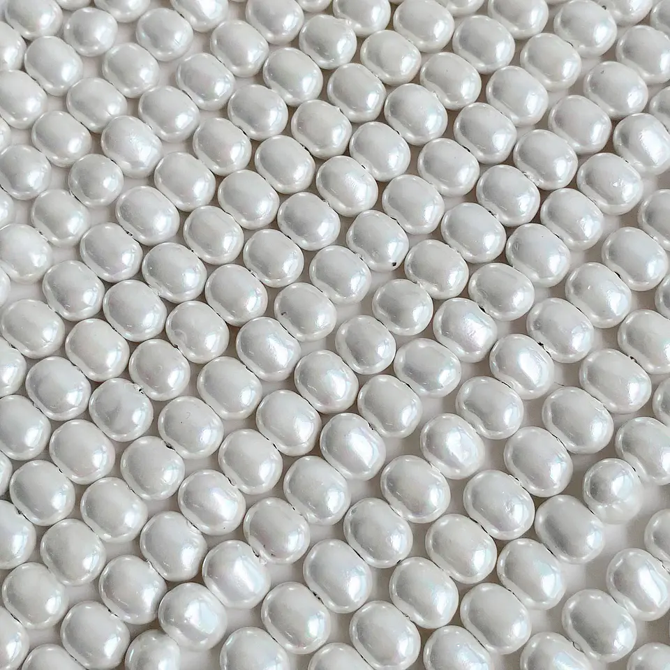 Separador Barril/Pepa Lisa Blanca • Perla Shell • 7x9 mm 1