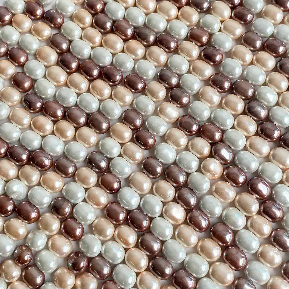 Separador Barril/Pepa Lisa Combinados Cafés • Perla Shell • 7x9 mm 1