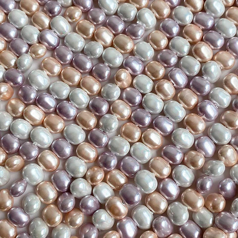 Separador Barril/Pepa Lisa Combinados Rosados • Perla Shell • 7x9 mm