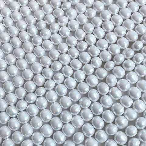 Separador Barril/Pepa Lisa Blanca • Perla Shell • 9x11 mm
