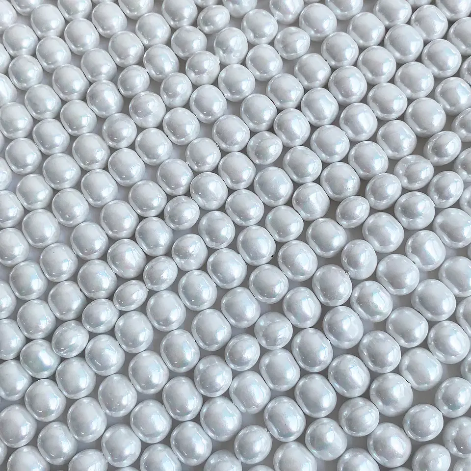 Separador Barril/Pepa Lisa Blanca • Perla Shell • 9x11 mm 1