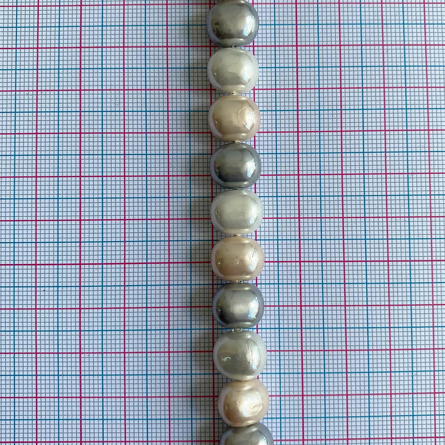 Separador Barril/Pepa Lisa Combinados Grises / Beige • Perla Shell • 9x11 mm 2