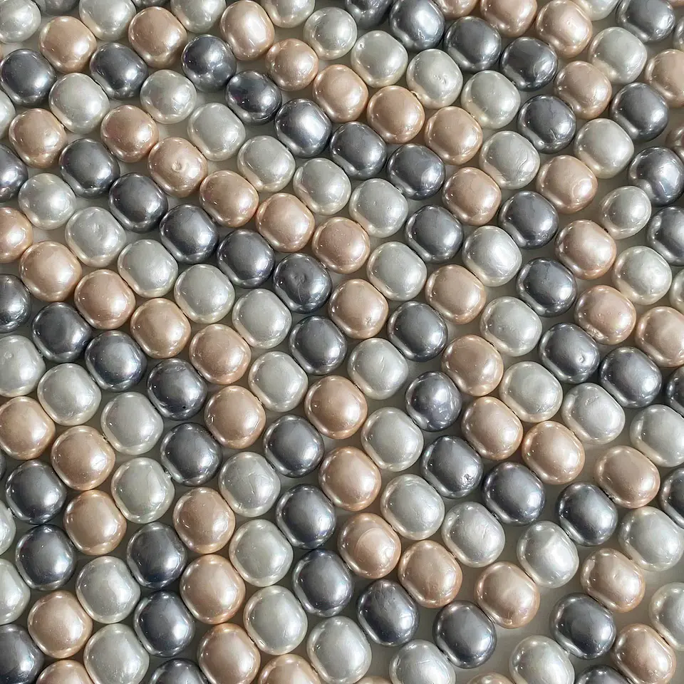 Separador Barril/Pepa Lisa Combinados Grises / Beige • Perla Shell • 9x11 mm 1