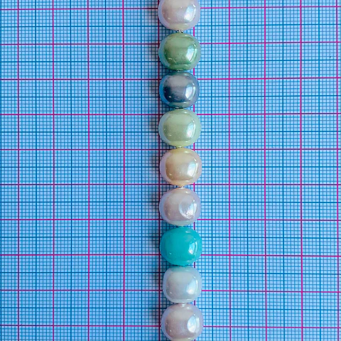 Separador Barril/Pepa Lisa Combinados Verdes • Perla Shell • 11x13 mm