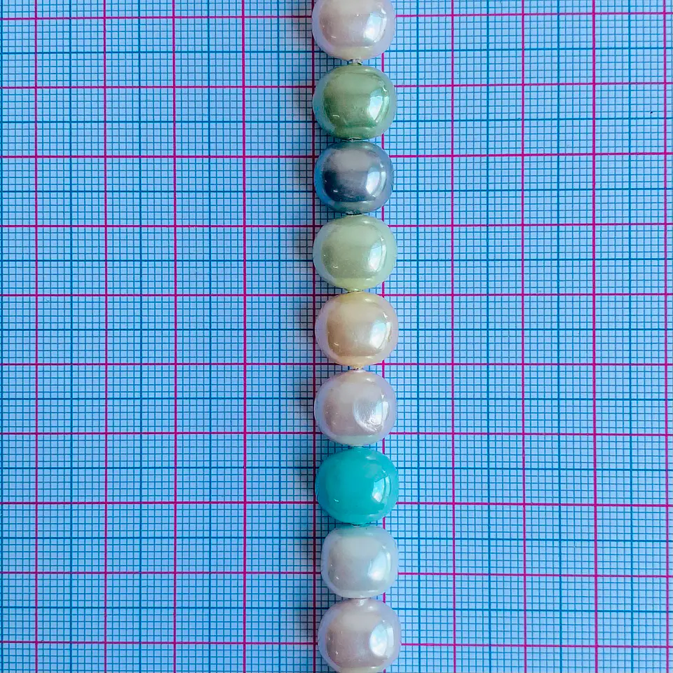 Separador Barril/Pepa Lisa Combinados Verdes • Perla Shell • 11x13 mm 2