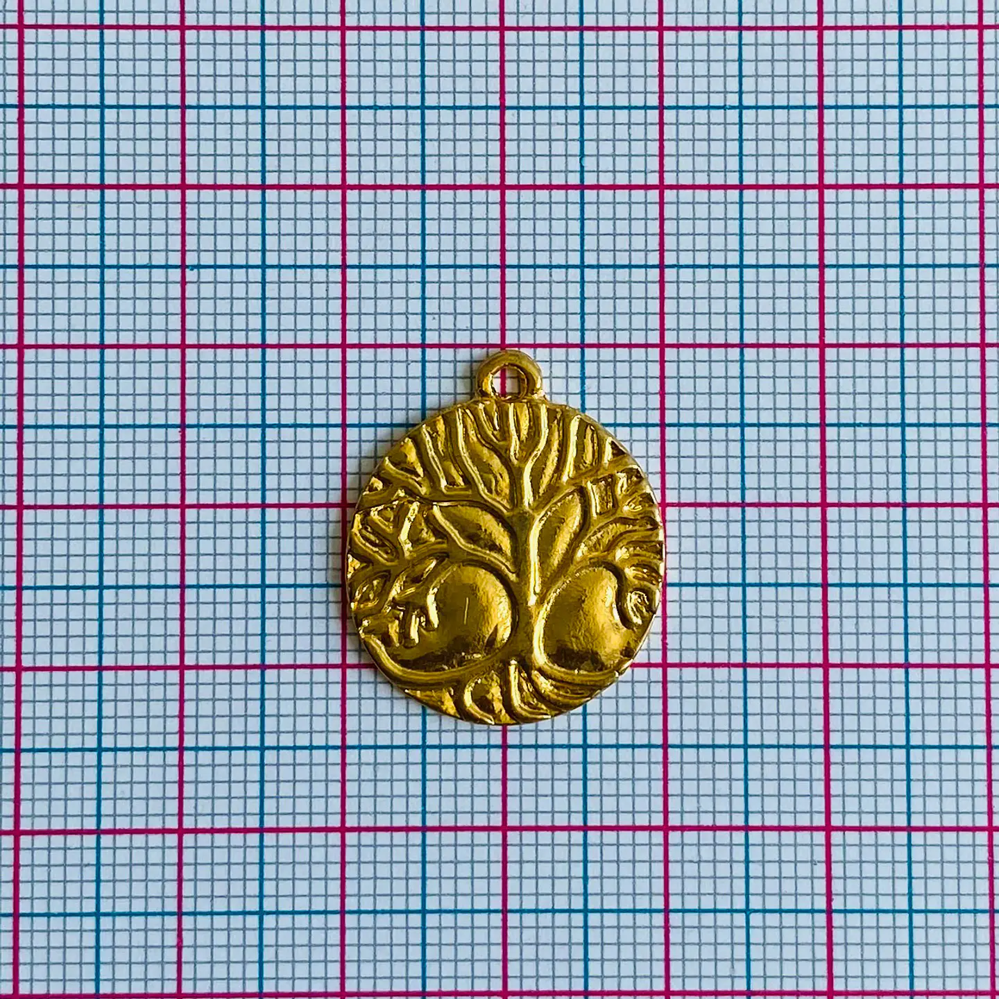 Dije Medalla Árbol de la Vida • Baño de Oro • 20x24 mm 2