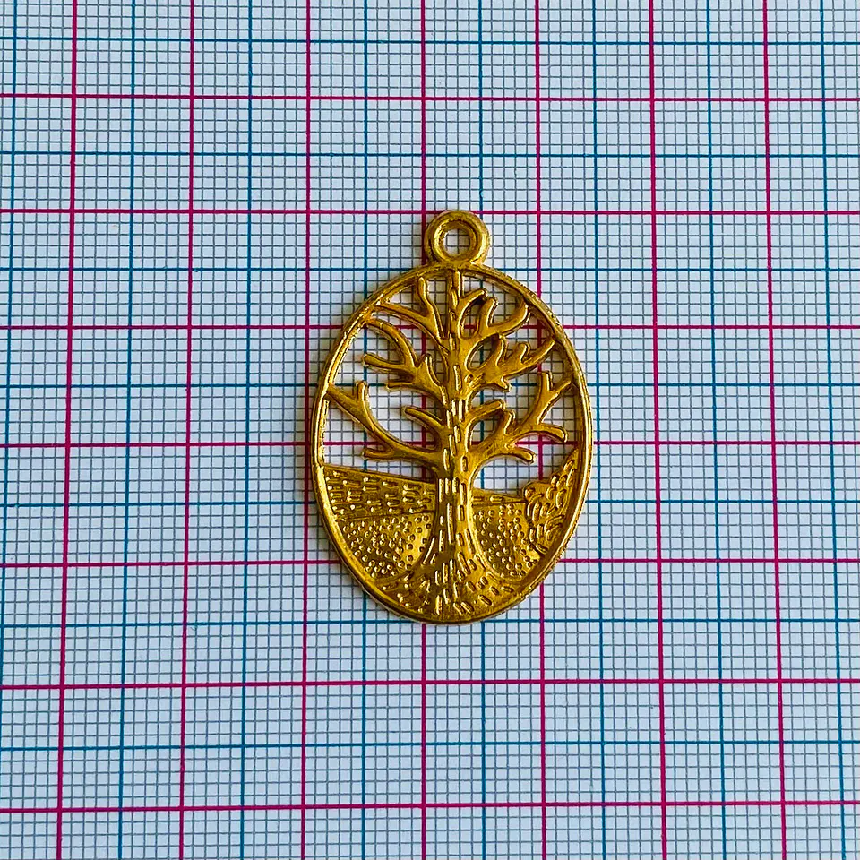 Dije Árbol de la Vida Ovalado Calado • Baño de Oro • 25x35 mm 2