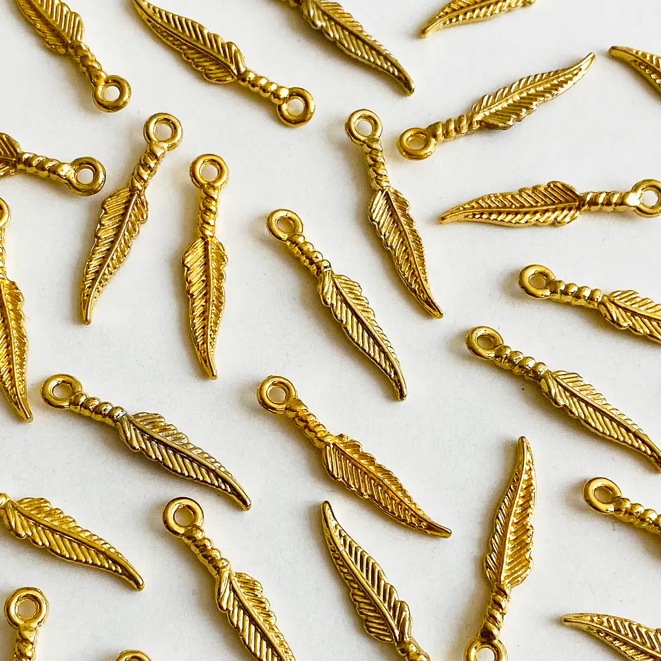 Dije Pluma Alargada • Baño de Oro • 5x25 mm 1