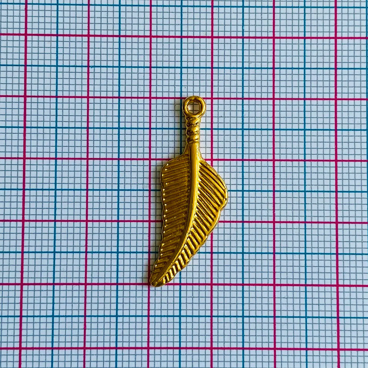 Dije Pluma Texturizada • Baño de Oro • 13x30 mm 2