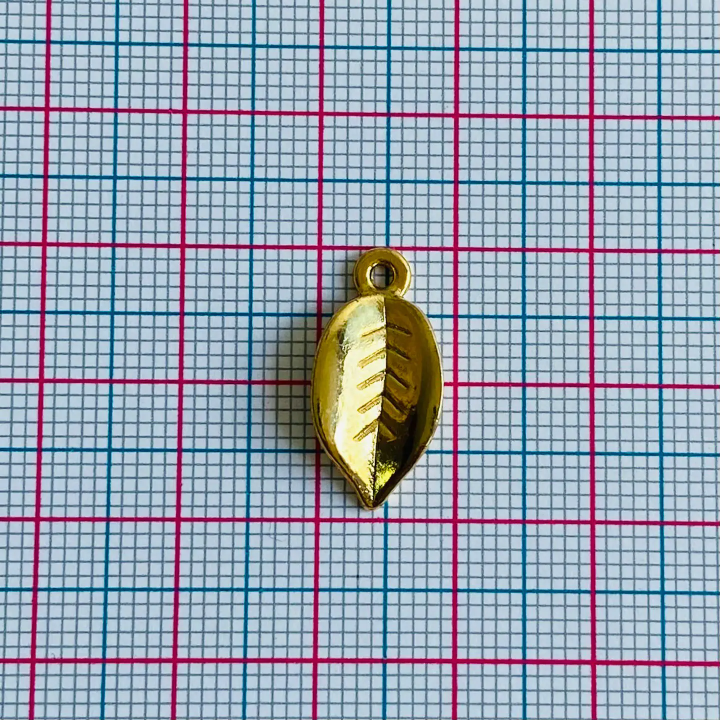 Dije Hoja de Árbol con Nervaduras • Baño de Oro • 10x20 mm 2
