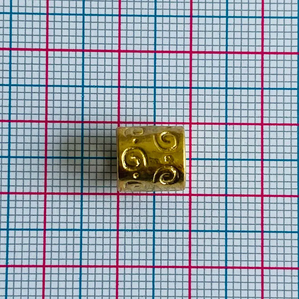 Separador Cilindro Labrado Espirales • Baño de Oro • 10x10 mm 2