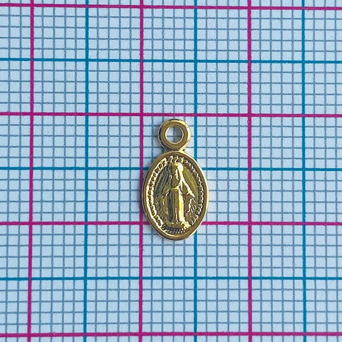 Dije Medalla Virgen Milagrosa • Baño de Oro • 6x12 mm