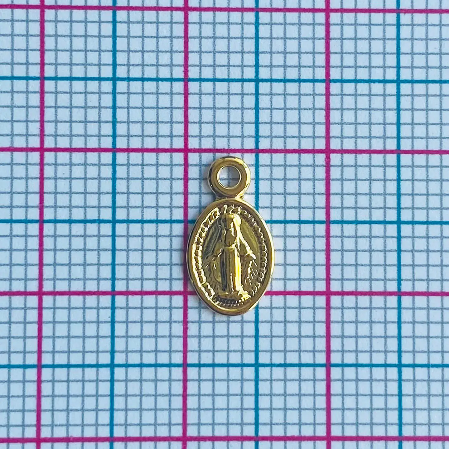 Dije Medalla Virgen Milagrosa • Baño de Oro • 6x12 mm 2