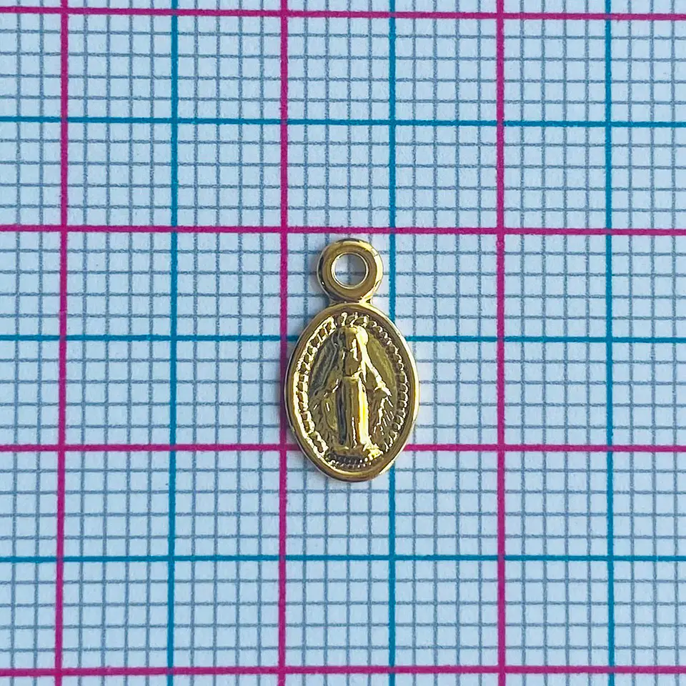 Dije Medalla Virgen Milagrosa • Baño de Oro • 6x12 mm 2
