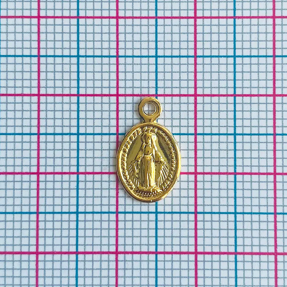 Dije Medalla Virgen Milagrosa • Baño de Oro • 8x14 mm 2