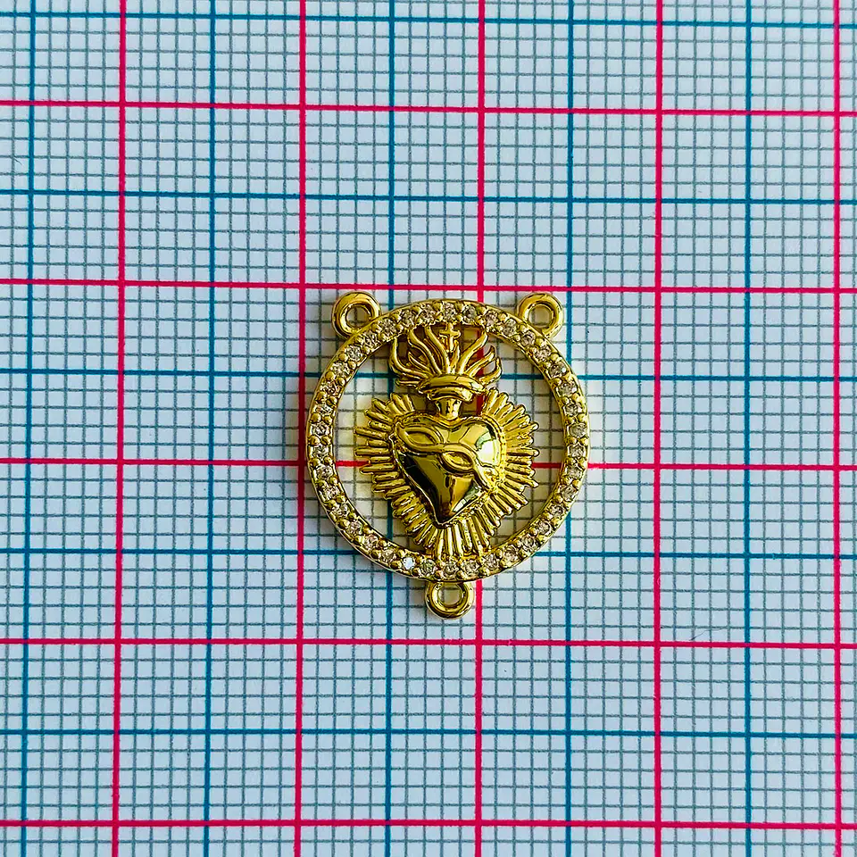 Crucero Corazón de Jesús • Rodio • 16x18 mm 2