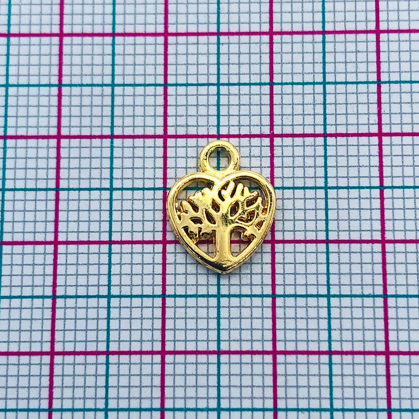 Dije Árbol de la Vida en Corazón • Baño de Oro • 10x12 mm 2