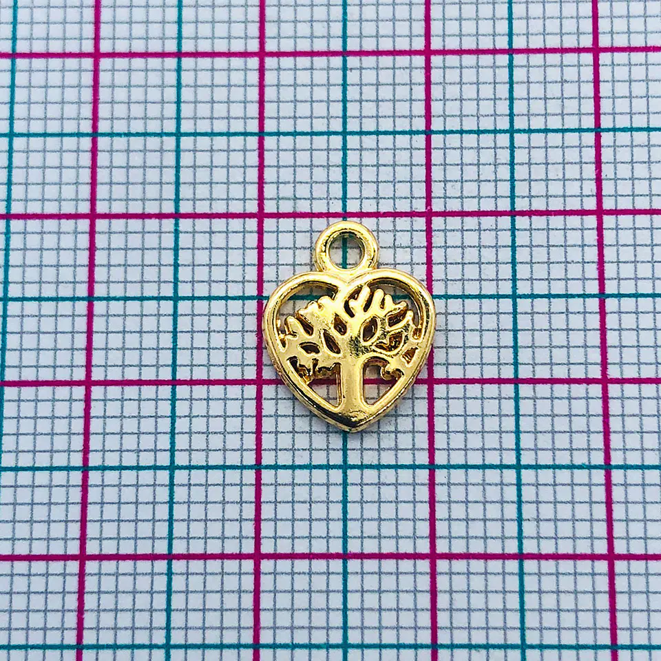 Dije Árbol de la Vida en Corazón • Baño de Oro • 10x12 mm 2