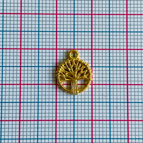 Dije Árbol de la Vida Circular • Baño de Oro • 10x13 mm