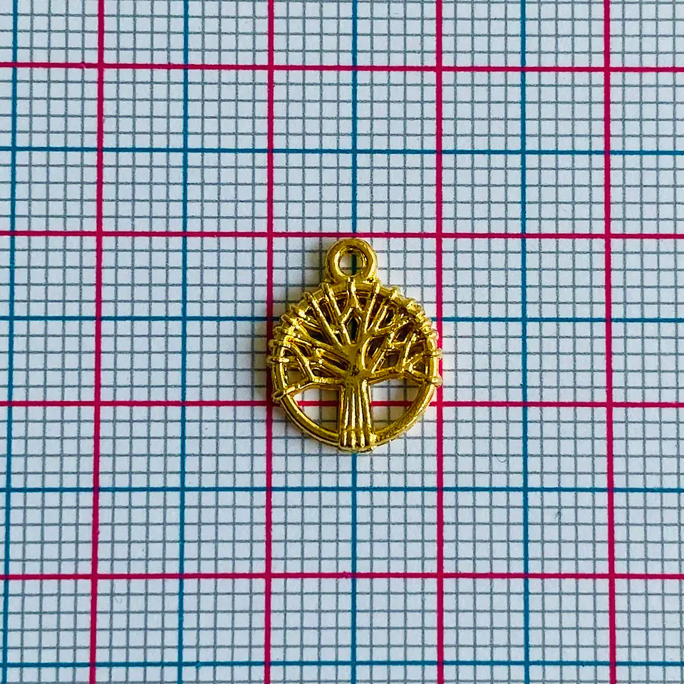 Dije Árbol de la Vida Circular • Baño de Oro • 10x13 mm 2