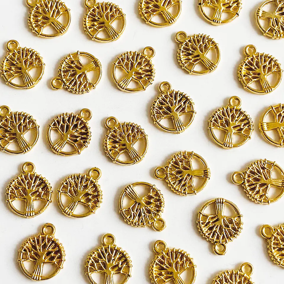 Dije Árbol de la Vida Circular • Baño de Oro • 10x13 mm 1