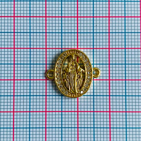 Conector Virgen Milagrosa • Rodio • 17x15 mm