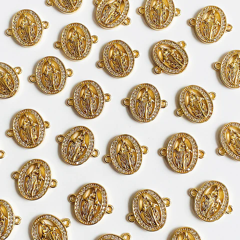 Conector Virgen Milagrosa • Rodio • 17x15 mm