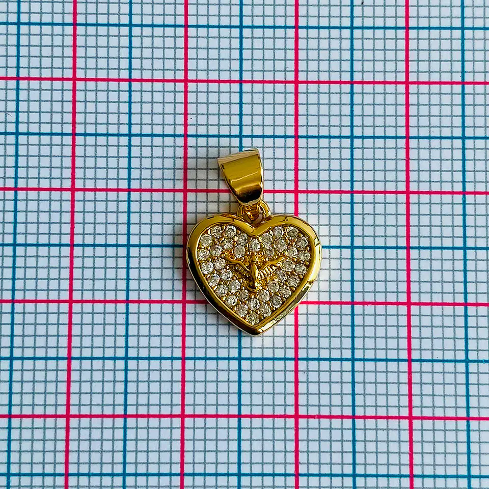 Dije Corazón Espíritu Santo • Rodio • 12x17 mm 2
