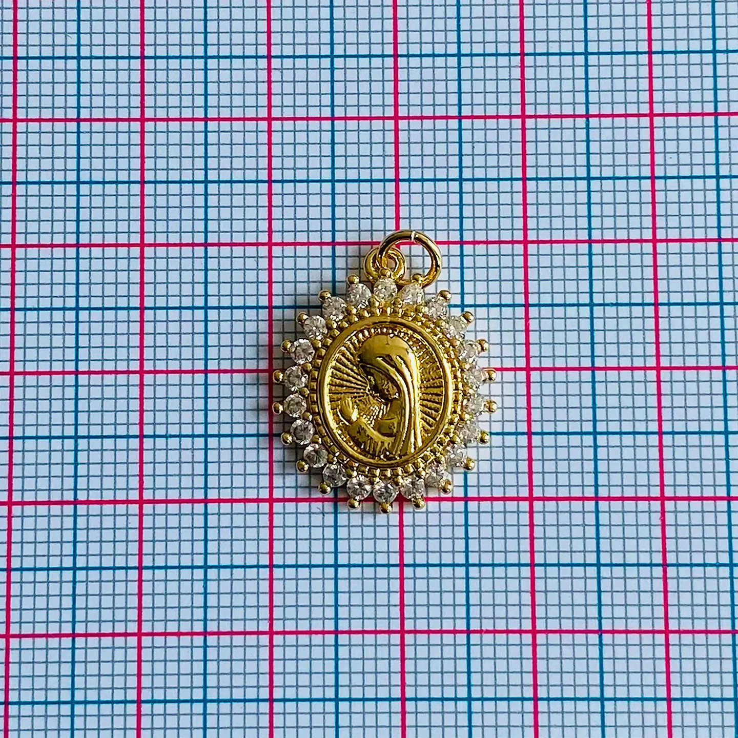 Medalla Sol Virgen en Oración • Rodio • 18x20 mm 2