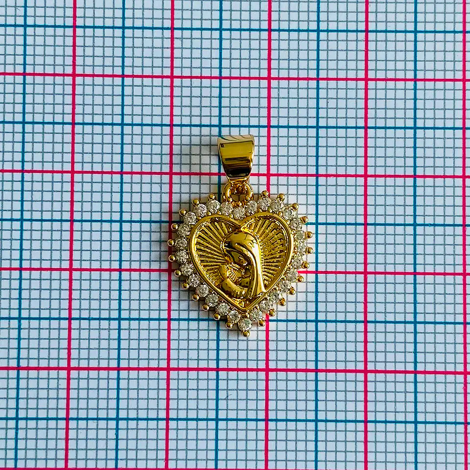 Dije Corazón Virgen María • Rodio • 15x17 mm 2