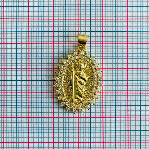 Medalla Sol San Judas Tadeo • Rodio • 20x30 mm