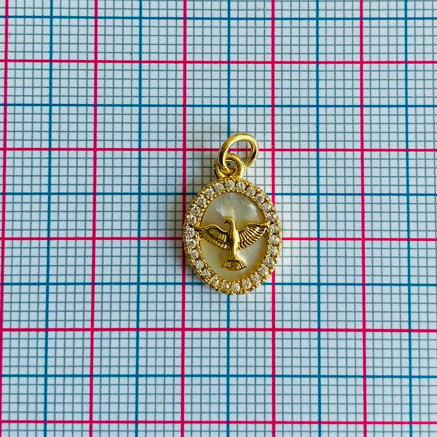 Medalla Ovalada Espíritu Santo • Rodio • Nacar • 10x15 mm 2