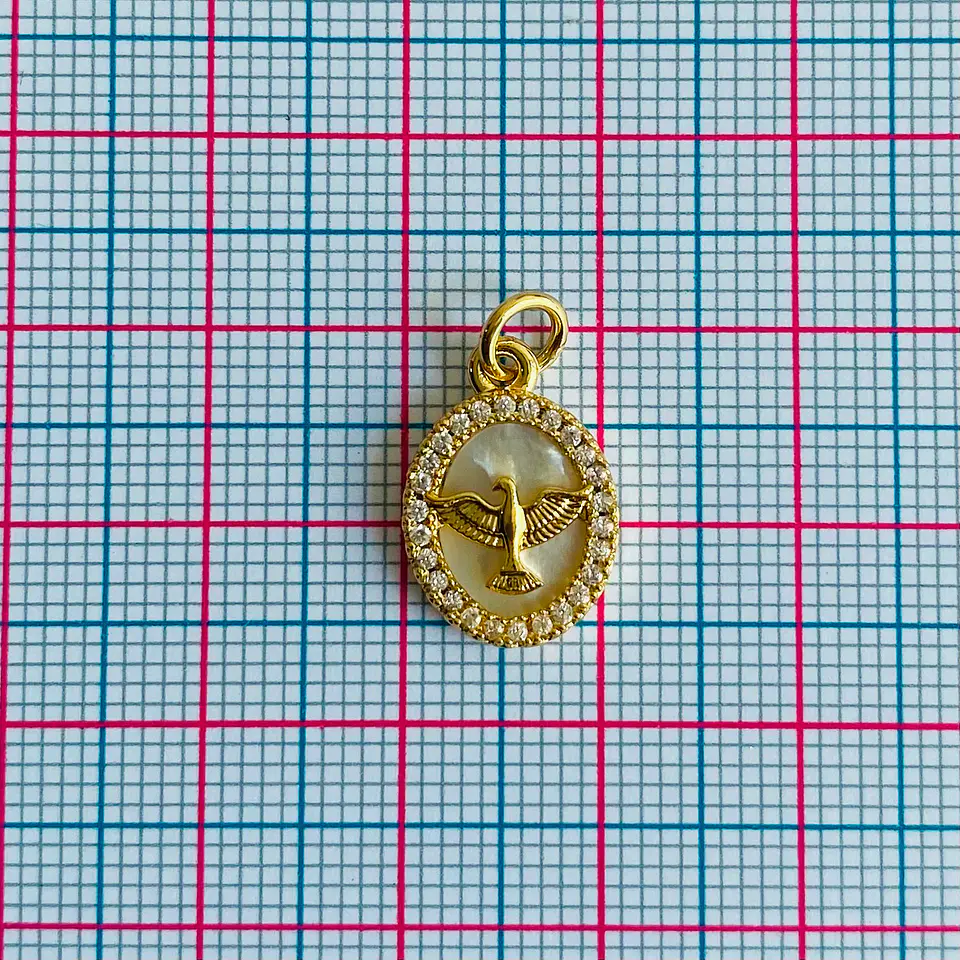 Medalla Ovalada Espíritu Santo • Rodio • Nacar • 10x15 mm 2