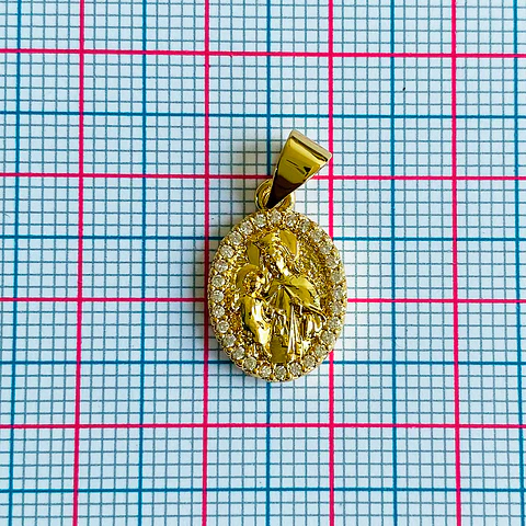 Medalla Ovalada Virgen del Carmen • Rodio • 11x16 mm