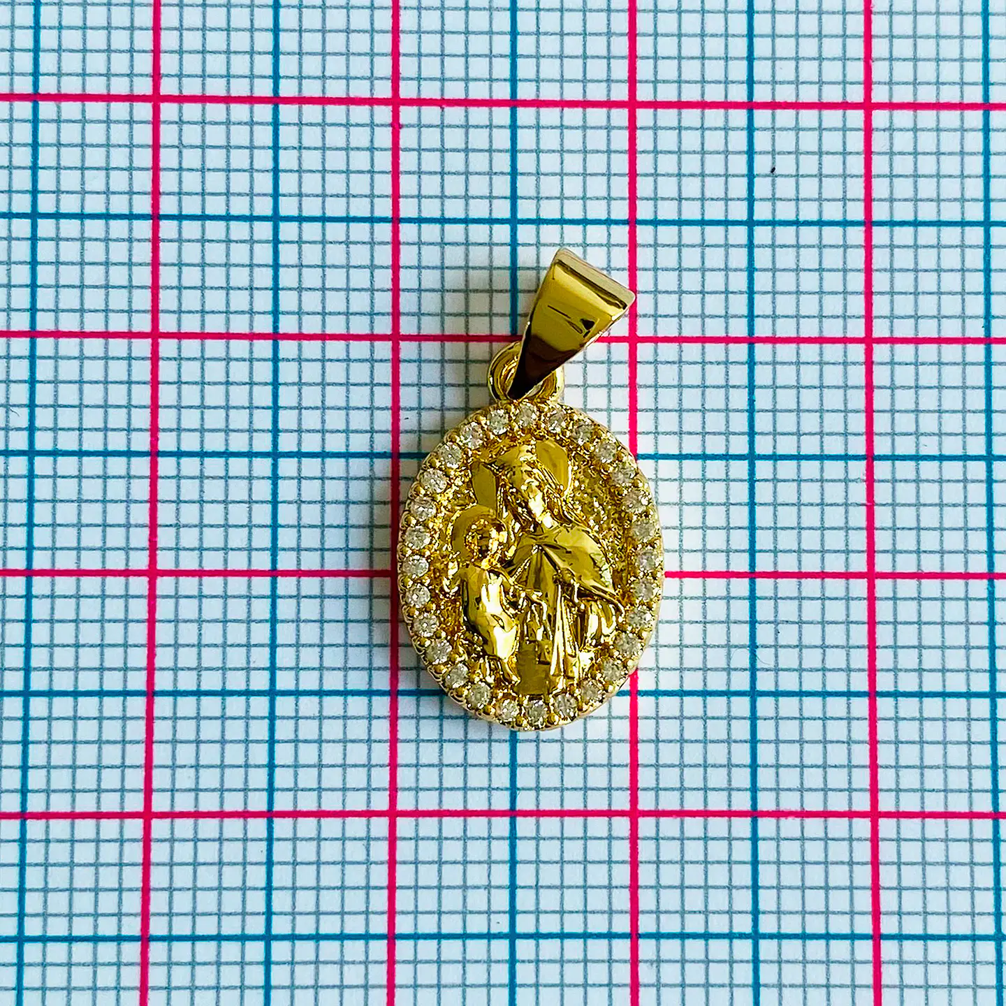 Medalla Ovalada Virgen del Carmen • Rodio • 11x16 mm 2