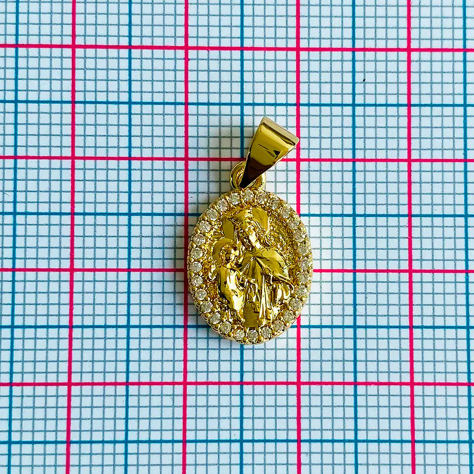 Medalla Ovalada Virgen del Carmen • Rodio • 11x16 mm 2