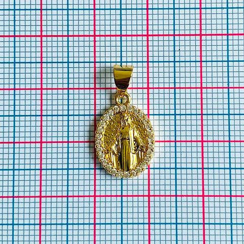 Medalla Ovalada Virgen Milagrosa • Rodio • 11x16 mm