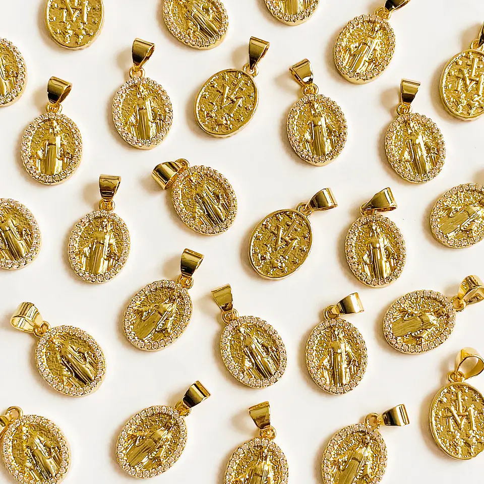Medalla Ovalada Virgen Milagrosa • Rodio • 11x16 mm 1