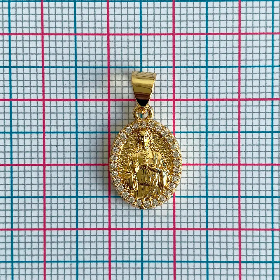 Medalla Ovalada Sagrado Corazón de Jesús • Rodio • 11x16 mm 2