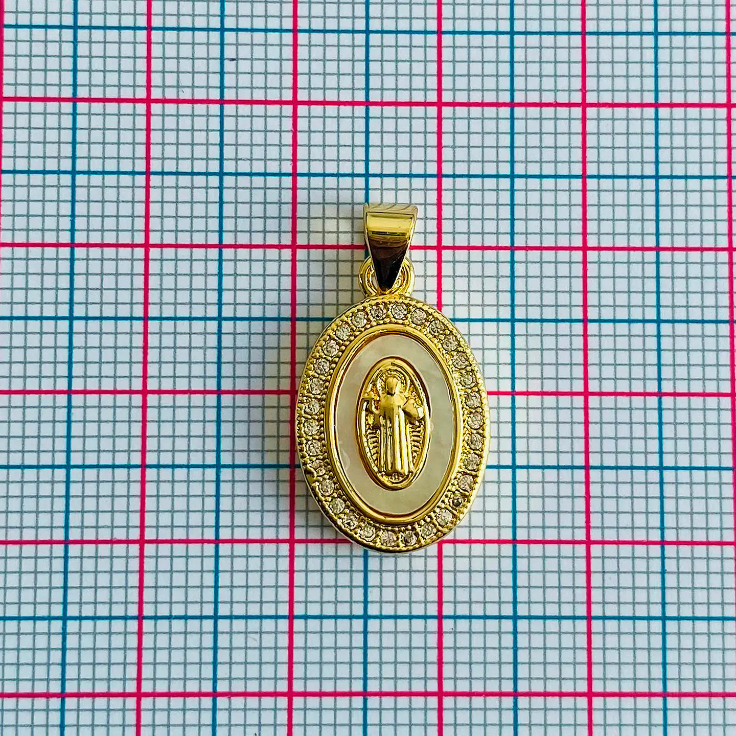 Medalla Ovalada San Benito • Rodio • 14x21 mm 2