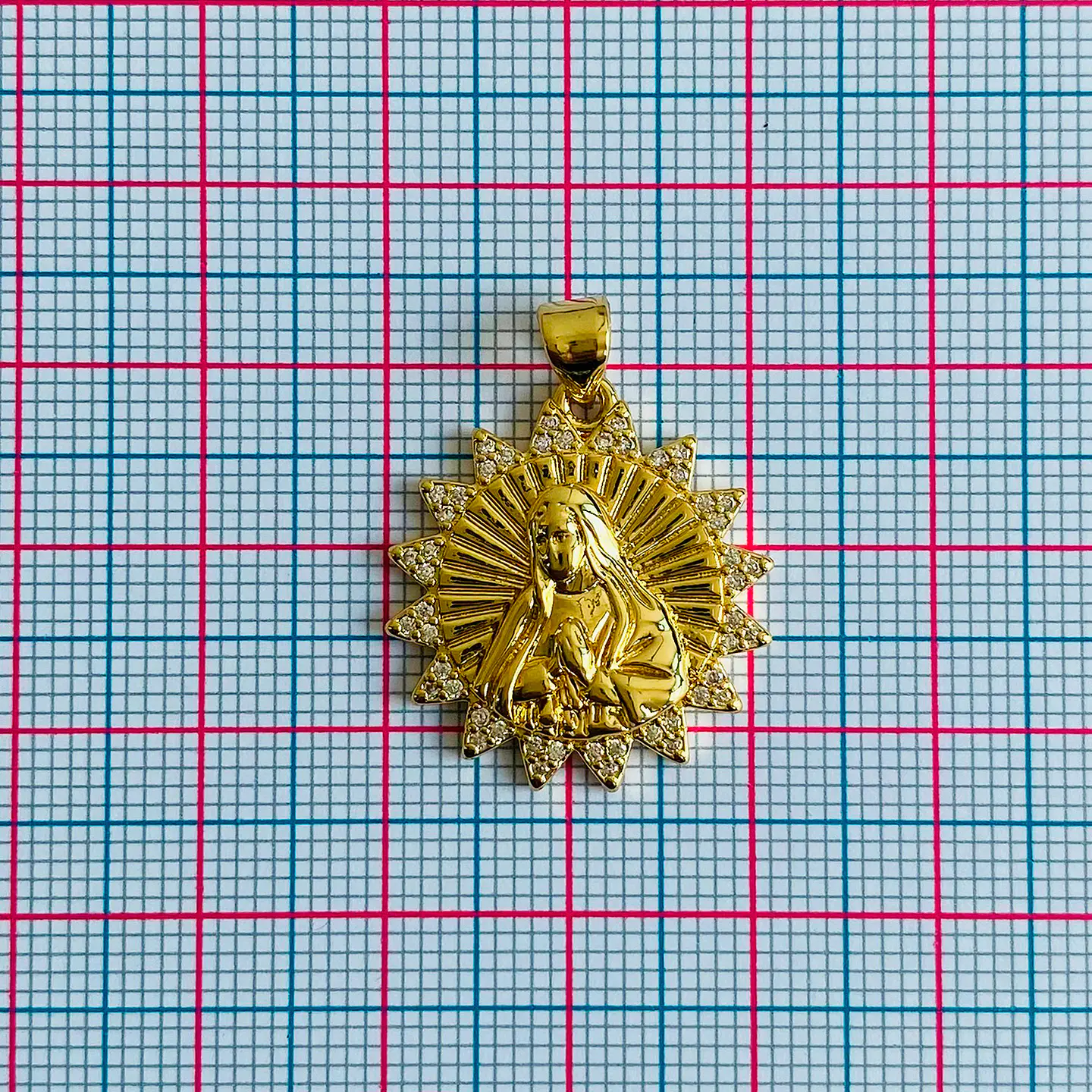 Medalla Sol Virgen María • Rodio • 21x23 mm 2