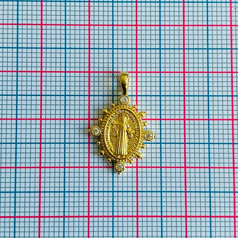 Medalla Sol San Benito • Rodio • 14x22 mm