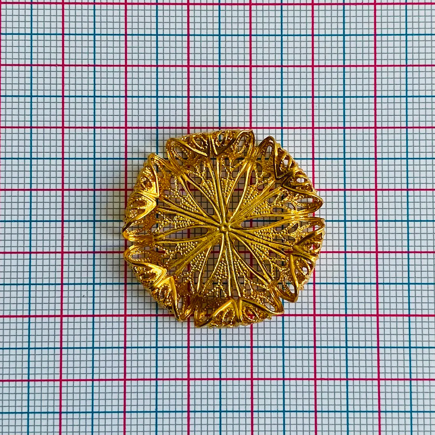 Base Circular Calada • Baño de Oro • 31x31 mm 2