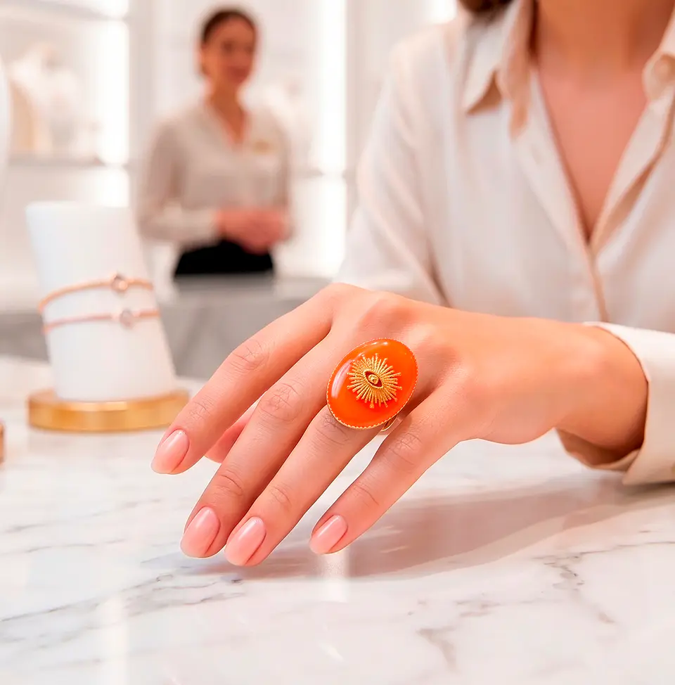 Anillo Sol con Ojo Turco • Baño de Oro 1