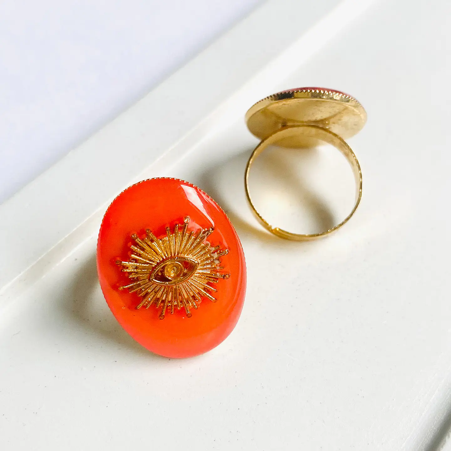 Anillo Sol con Ojo Turco • Baño de Oro 5