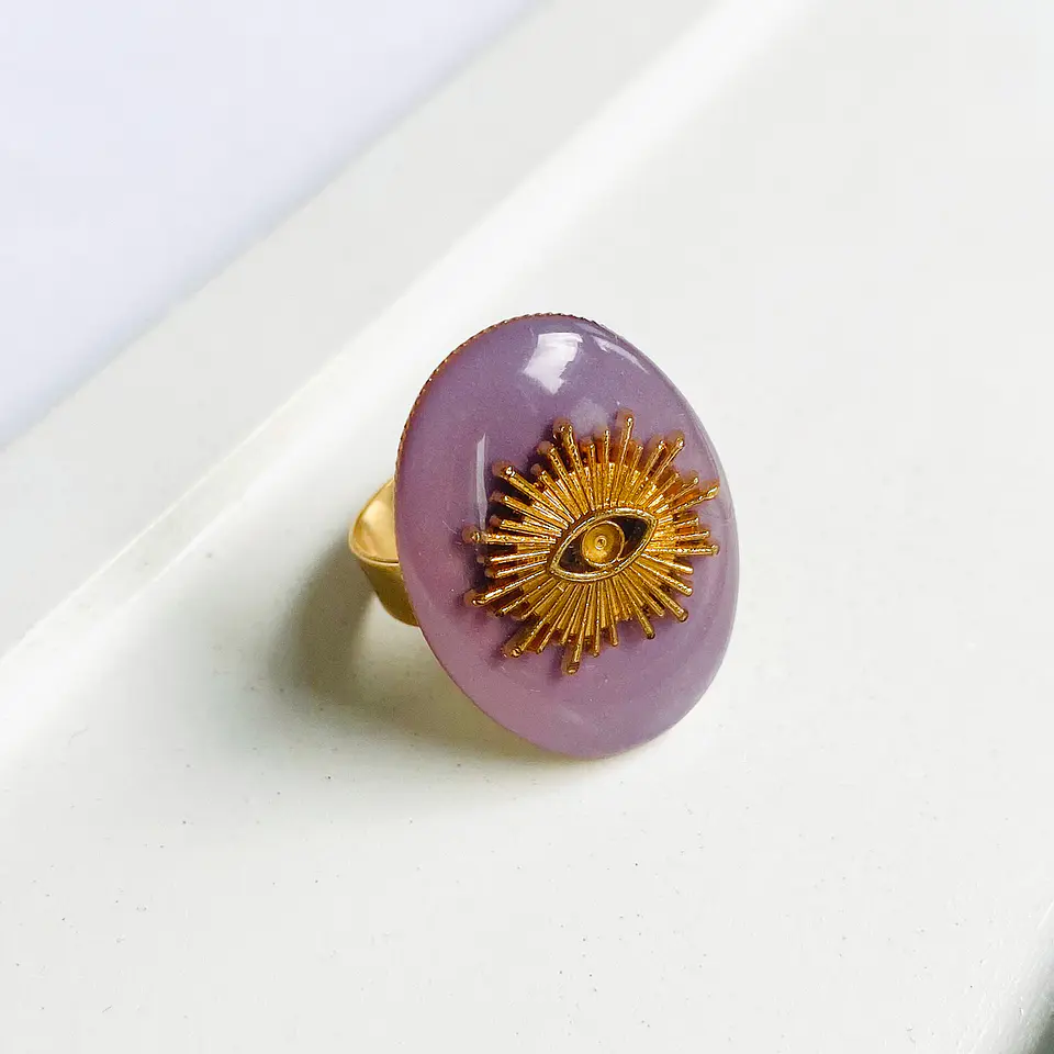 Anillo Sol con Ojo Turco • Baño de Oro 6