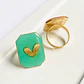 Anillo Rectangular Corazón • Baño de Oro - thumbnail 4