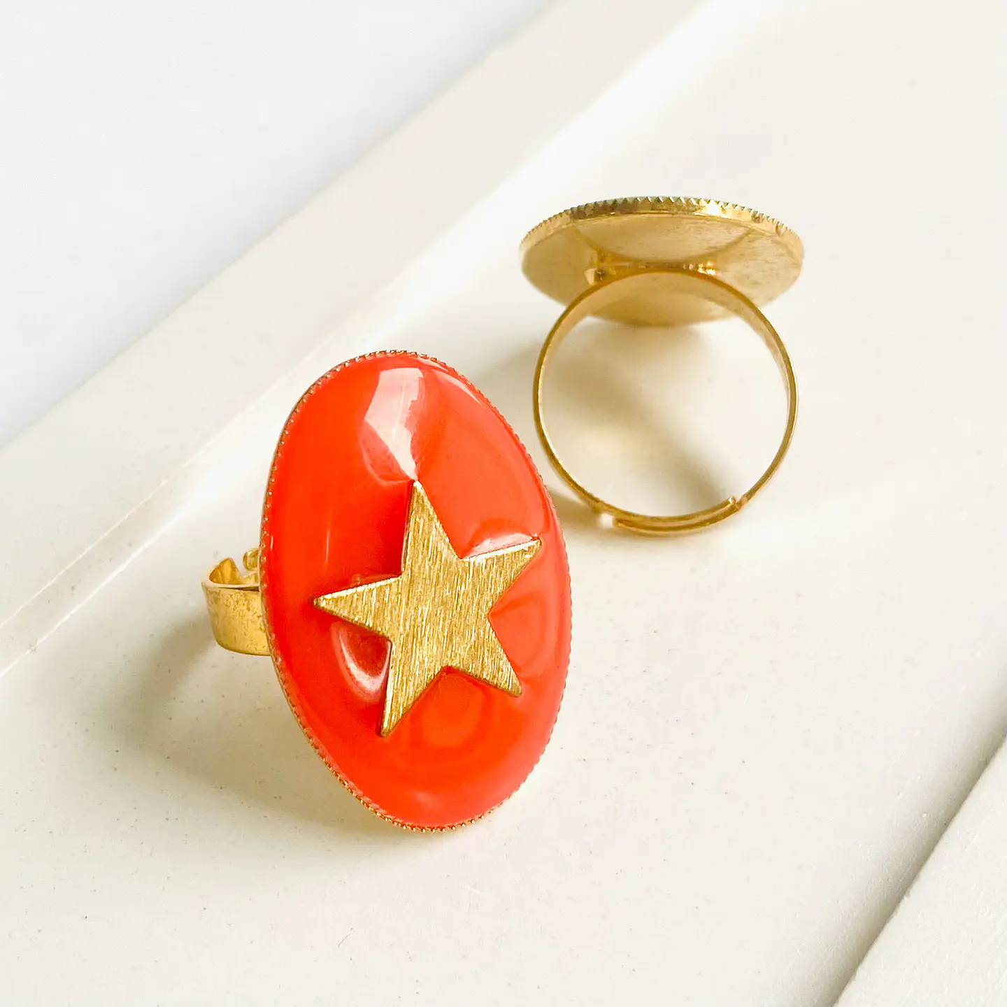Anillo Ovalado Estrella • Baño de Oro 3
