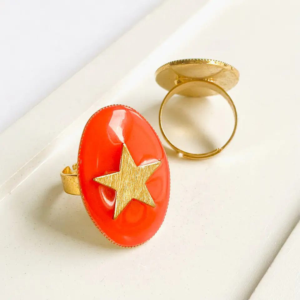 Anillo Ovalado Estrella • Baño de Oro 3